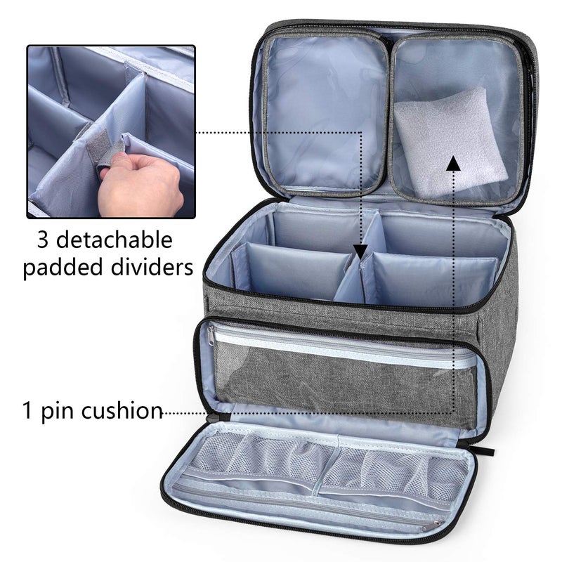 LUXJA Sewing Accessories Organizer with 2 Detachable Clear Pockets, Sewing Supplies Organizer (Patent Design), Gray - Image 3